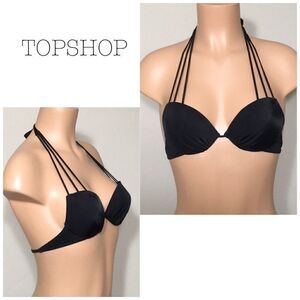 TOPSHOP black multi strap bikini top